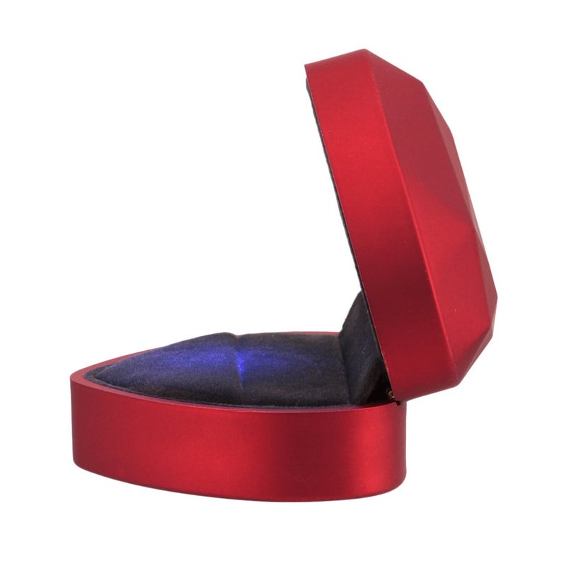 Naimo Engagement Ring Box Earrings Coin Jewelry Ring Box Case with LED Lighted up for Proposal Engagement Wedding Gift (Red) - Image 2